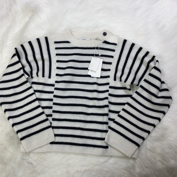 NWT Vince Mixed Stripe Crewneck Long-sleeve Pullover Sweater - Picture 5 of 5